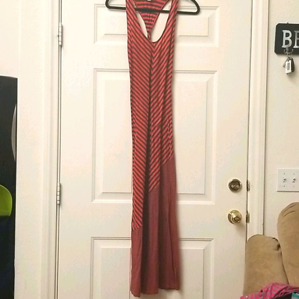 Coral and Grey Maxi Dress